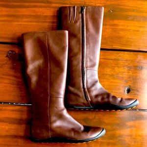 Brown leather riding boots